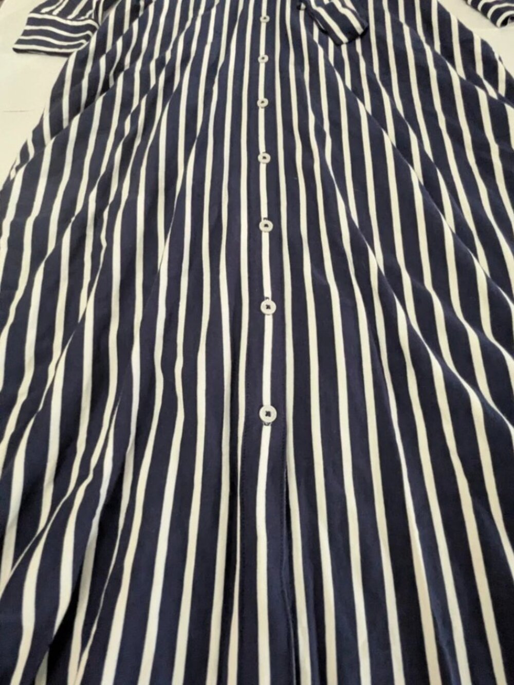BODEN Marcia Stripe Midi Shirt Dress Navy White Button Up Long Sleeve 8R NWOT - Picture 5 of 14
